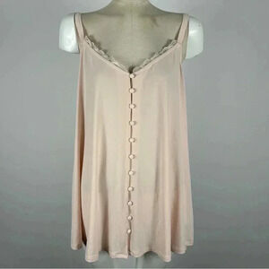 Torrid Pink Lace Trim Button Front Top